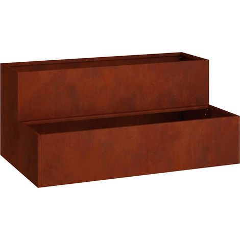 Cache-pot de jardin design moderne pour extérieur 100 x 60 x 45 cm en acier rouillé