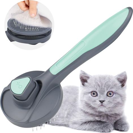Épilateur pour Chiens et Chats, Brosse pour Chatons et Autres Animaux de Compagnie, Peigne Autonettoyant, Gants pour Chiens et Chats à Poils Courts, Mi-Longs et Longs, Vert (1/5)