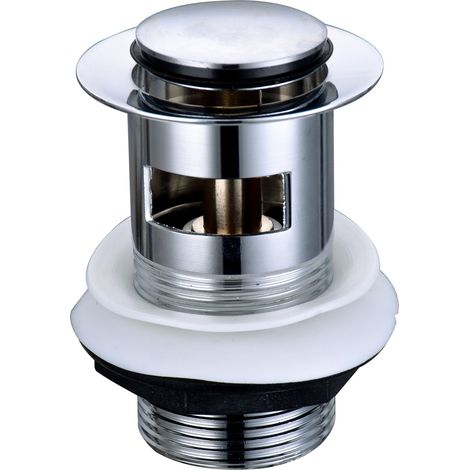 Pop Up Basin Waste Slotted Bathroom Chrome Sink Push Button Click Clack Plug