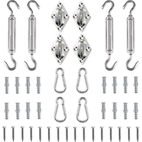 Soleil Voile d'ombrage kit matériel, rectangulaire/carré Voile d'ombrage d'installation pour pelouse de terrasse Jardin (1/4)