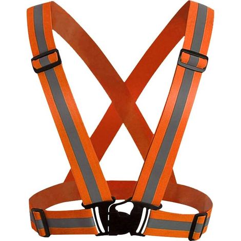 Lot de 2 gilets réfléchissants réglables haute visibilité pour la course à pied nocturne, le cyclisme et la randonnée en extérieur, orange[NX] (1/5)