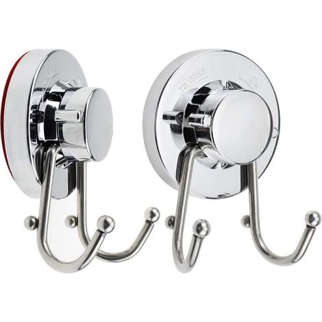 Lot de 2 crochets à ventouse - Pour salle de bain et cuisine - En acier inoxydable - Résistants à l'eau et à la rouille - Charge maximale de 6 kg (1/5)