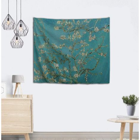 Tapisserie Murale Van Gogh - Branches D'amandier En Fleurs - 150 x 200 cm - Décor Intérieur Pour Salon Chambre Salle De Bain Cuisine Résidence Étudiante - 1 Pièce (1/5)