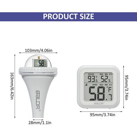 Termometro wireless per piscina, con schermo LCD, visibilità a 360 gradi, galleggiante, facile da leggere, ideale per piscine, vasche idromassaggio e kit per l'analisi dell'acqua dei laghetti. (1/5)