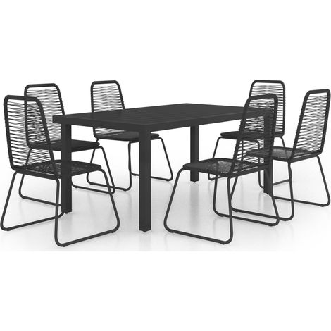 Maison Exclusive - Set da Pranzo da Giardino 7 pz in Rattan PVC Nero