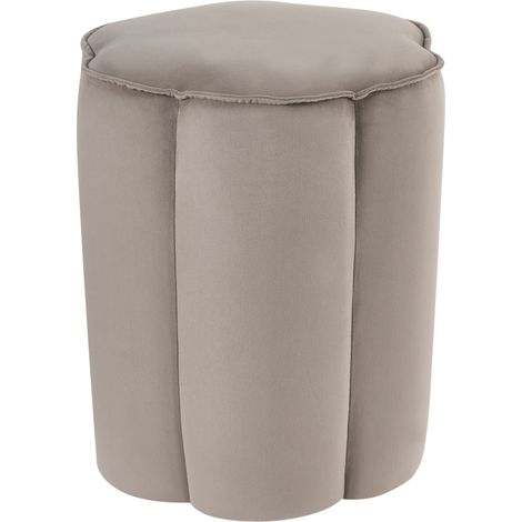 Puf moderno redondo de terciopelo dormitorio sala de estar gris pardo Tappen (1/5)