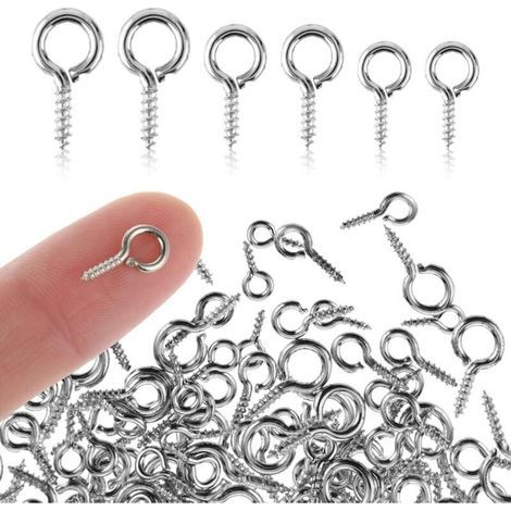 Pack of 300 miniature gold-plated metal eye screws, 3 different sizes, for jewelry making, precise and secure assembly. (1/4)