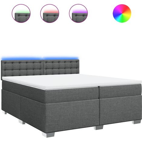 Maison Exclusive - Sommier à lattes de lit avec matelas Gris foncé 200x200cm Tissu (1/5)