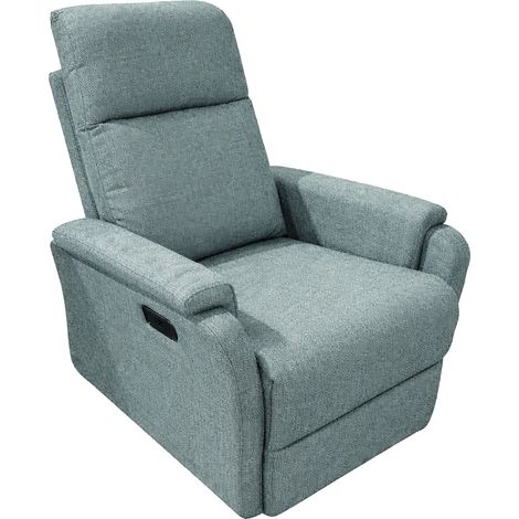 Home Heavenly® – Sillón reclinable ROID con palanca lateral, butaca tapizada en tela resistente, 2 posiciones con reposapiés ele Color: Azul