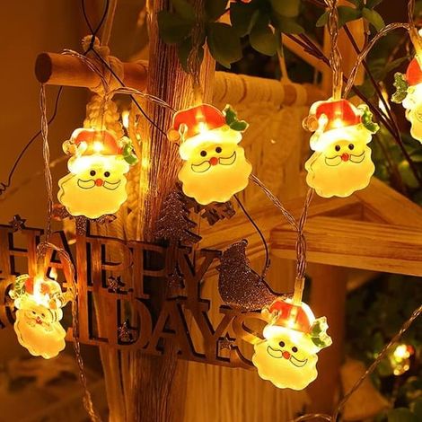 Guirlande lumineuse de Noël, guirlande LED étanche à piles pour sapin de Noël intérieur et extérieur, décoration festive, Noël (1/5)
