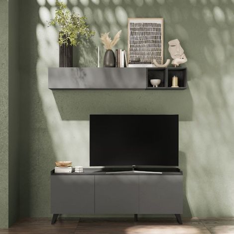 Mueble TV 3 puertas color pizarra plomo 181x72H cm - Polan (1/4)