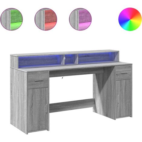 Maison Exclusive - LED-Schreibtisch Grau Sonoma 160x55x91 cm Holz