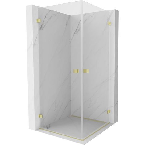 Mexen Lunar-B Duo cabina de ducha abatible 90 x 90 cm, transparente, oro cepillado - 832-090L-090P-55-00 (1/5)