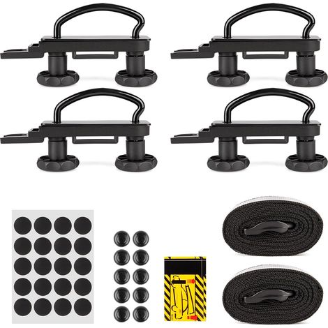 Lot de 4 pinces en U pour coffre de toit, kit de montage pour coffre de toit pour voitures et camionnettes, largeur intérieure de 85 mm, étrier en U en métal avec 8 écrous de verrouillage et (1/5)