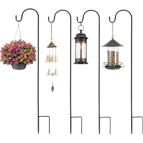 4 pièces Crochet de Jardin en Métal, hauteur 120cm, Amovible, Crochet berger, Crochets de berger pour Jardin, Crochet de berger en métal, convient pour les paniers à plantes, les lanternes (1/5)