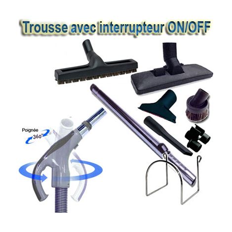 Trousse 8 accessoires + 1 flexible Universel avec bouton marche/arrêt - longueur au choix (de 8 à 15m) - 8m