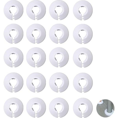 Cache-tuyau de radiateur - Cache-tuyau d'eau - Cache-tuyau décoratif - Pour tuyaux de 16 mm de diamètre - 20 pièces - Blanc (1/4)
