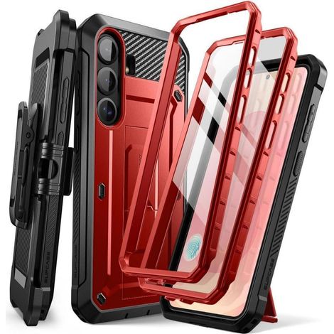 Coque robuste pour Samsung Galaxy S25 avec clip ceinture et support, 2 façades incluses (1/5)