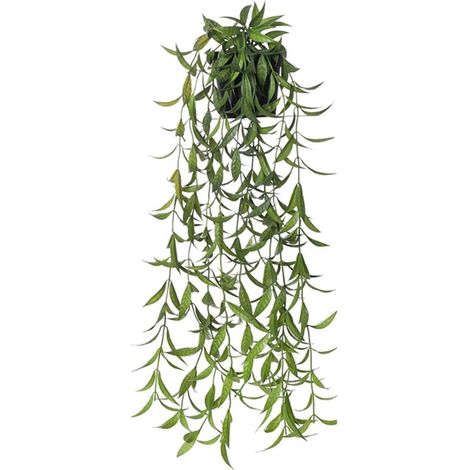 Plante verte artificielle suspendue 56cm - Feuillage vert clair avec touches blanches, plante décorative pour intérieur et extérieur (1/4)