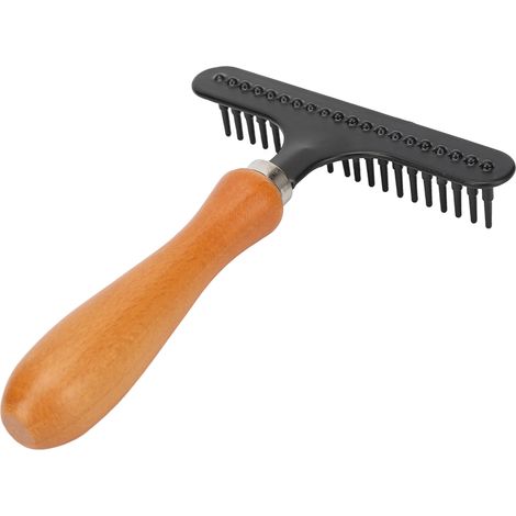 Brosse à main pour animaux de compagnie, râteau de toilettage pour chats, manche en bois, démêlage et démêlage pour chats et chiens (1/5)