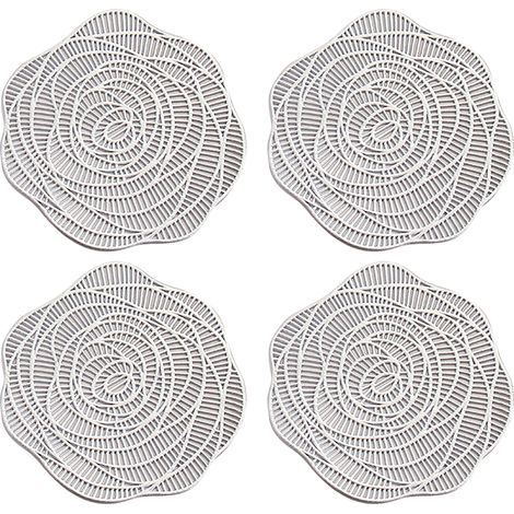 Sous-Verre - Rond - PVC Pressé - Motif Rosace - 9,5 cm - Pour Table à Manger et Décoration Intérieure - Lot de 4 (1/5)