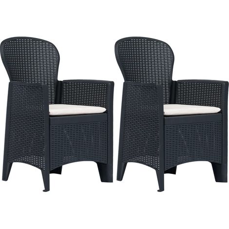Sedie da Giardino 2 pz Cuscino Antracite Plastica Stile Rattan vidaXL