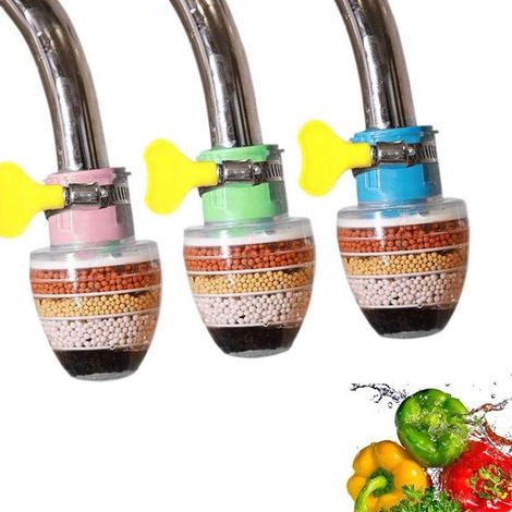3-teiliger Wasserhahnfilter mit Aktivkohle – Luftreinigerfilter – Verbesserter Universal-Küchenwasserhahnfilter – 6-lagige Filtration
