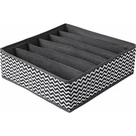 Ahlsen Unterwäsche-Aufbewahrung, 2er-Set, faltbare Schubladen-Organizer-Box mit 6 Fächern, Vlies-Schubladen-Aufbewahrungsbox mit gewellter Textur, Unterwäsche-Organizer, Wellenmuster (1/5)