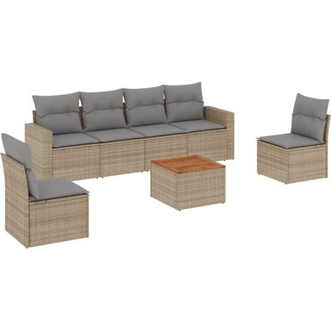 Maison Exclusive - Patio Sofa Set 7 plaza Mezcla de beige y gris (1/5)