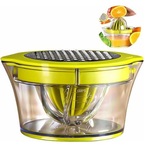 Presse-agrumes manuel multifonction, presse-agrumes 4 en 1 pour oranges, citrons, agrumes, avec 2 alésoirs, mesure gravée 400 ml (1/4)