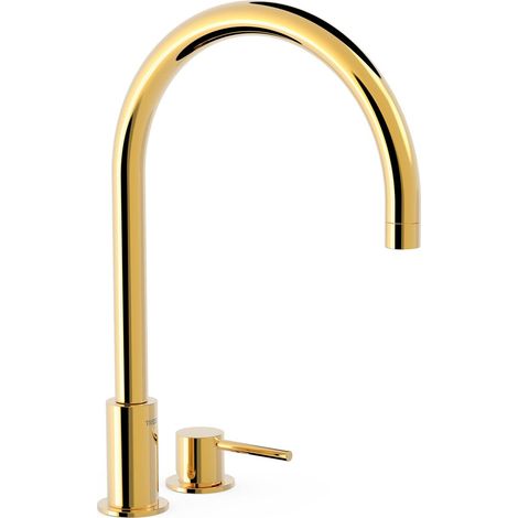 TRES 26110501OR STUDY Grifo Monomando De Repisa para Lavabo Color Oro 24K - ref: 26110501OR