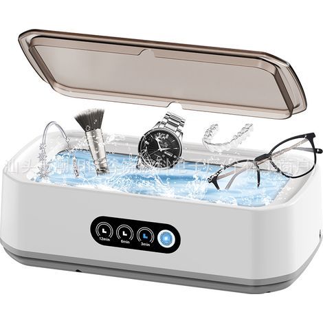 Ultrasonic cleaner, 49 kHz ultrasonic cleaner, suitable for glasses and jewelry, 3 modes, ultrasonic cleaning tank. (1/5)