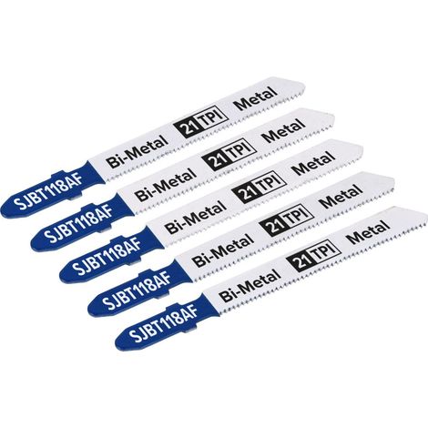 Sealey SJBT118AF Jigsaw Blade for Metal 75mm 21tpi - Pack of 5