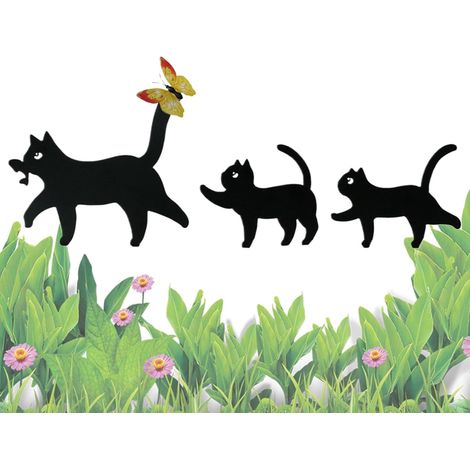 Metall Dekorative Gartenstecker Katzen Silhouetten