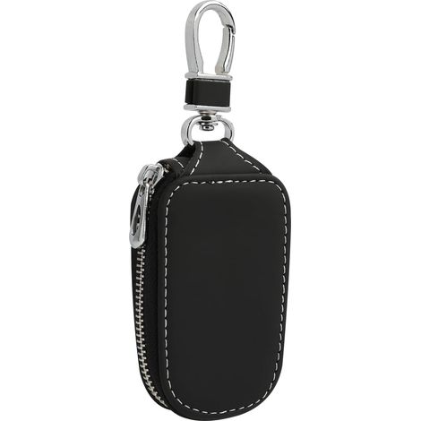 Estuche para llaves de piel sintética, estuche multifuncional con cremallera para llaves de coche, casa y moto, elegante llavero con gancho metálico, protección y organización para hombres y mujeres -