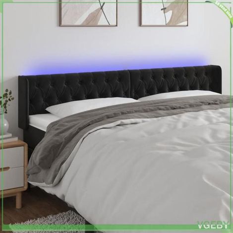Tête de lit - 3123634 - Velours noir - LED intégrée USB 5V - Hauteur réglable 183x16x78/88 cm (1/5)