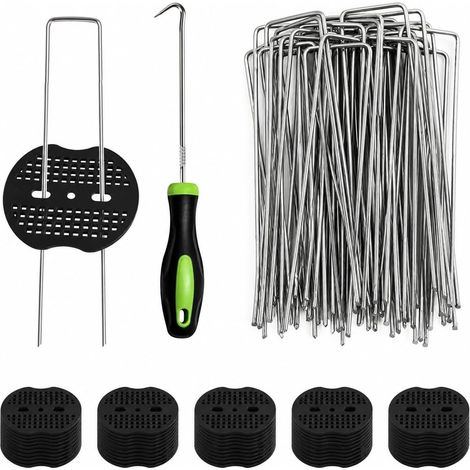 Crochets Ungrassutvlies, 50 ancrages au Sol + 50 rondelles, piquets de (1/5)