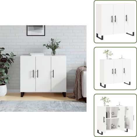 The Living Store Buffet blanc 90x34x80 cm bois d'ingénierie - Rangement (1/5)