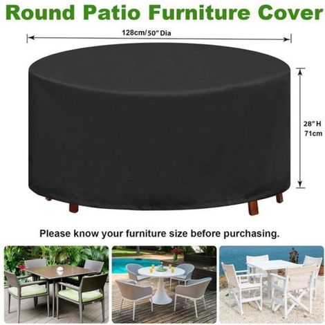 Housse Pour Table Ronde - Tissu Oxford 120 G M² - Imperméable Anti-UV - Protection Extérieure - Ø128 X 71 Cm (1/5)