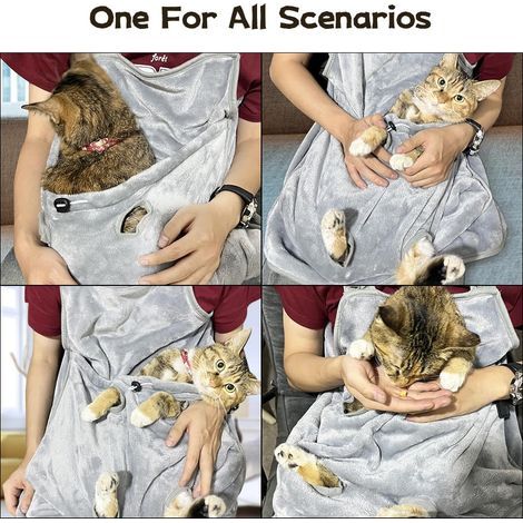 Tablier de transport réglable pour chat avec trous, sac de couchage, sac de transport pour animaux de compagnie, sac de transport pour chat adapté aux petits animaux. (1/5)