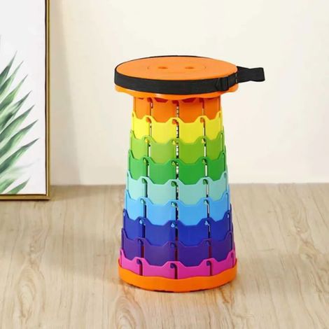 Tabouret pliant portable, tabouret télescopique, chaise pliante, tabouret de camping pour le camping, la pêche, la randonnée, orange (1/5)
