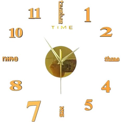 Horloge murale numérique - Remarque : avec aiguilles argentées - [40-50 cm] Chiffres en acrylique argenté + aiguilles noires (sans EVA). Veuillez laisser un message si vous souhaitez des aiguilles arg (1/5)