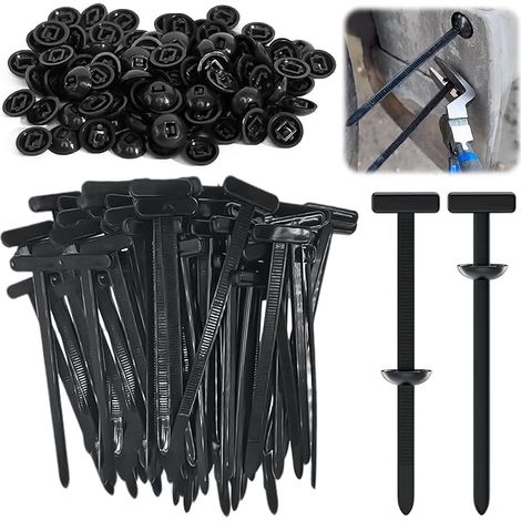 YOUNGSAY 200 PCS Nylon Universal Cable Tie Buckle, 93 x 5 mm Serre Cable en Nylon Autobloquants, Noir Boucle de Serre-Câble Universelle pour Réparation Automobile (1/5)