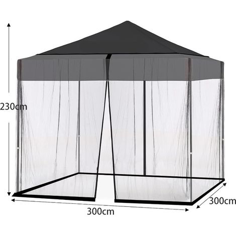 Moustiquaire de Parasol, dellyy 3x3M Toile de Tonnelle Moustiquaire Exterieur, Rideau pour Pergola, Filet, Carré (1/5)