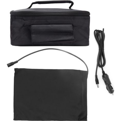 Mini horno eléctrico portátil de 12 V para coche: calienta hasta 70 °C en 30 minutos. Ideal para viajes y acampadas. Incluye bolsa térmica.