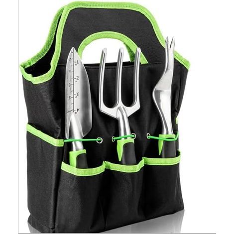 Sac de rangement outils jardin - Modèle 25x12x39 cm en tissu Oxford - Multi-poches pour pelles et sécateurs - Organisateur de jardinage - Vert (1/5)