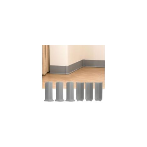 Blocs d'angle pour plinthes, 10 cm de hauteur, auto-adhésifs, comprenant 3 équerres d'angle intérieures et 3 équerres d'angle extérieures,gris.