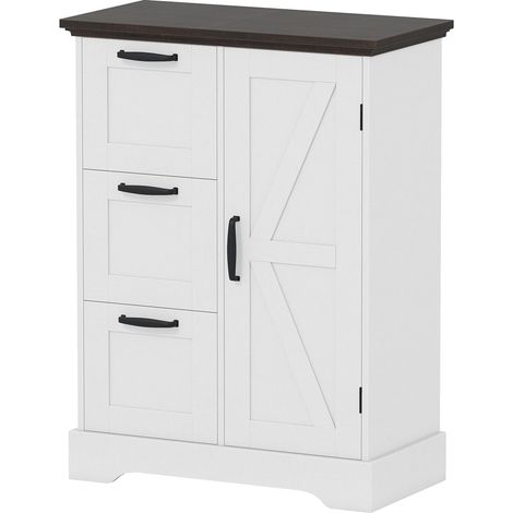 Mobile da cucina con ante e 3 cassetti - MDF bianco