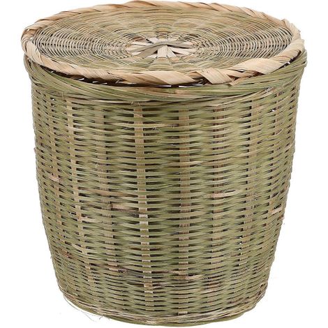 Panier de rangement de cuisine en bambou tressé, panier à légumes polyvalent, poubelle avec couvercle (1/4)