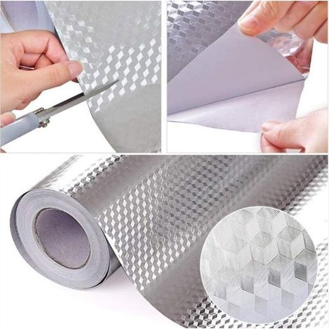 Film autocollant en aluminium résistant à la chaleur et étanche à l'eau et à la graisse pour la cuisine 40 cm x 5 m MOONSTARS (1/4)